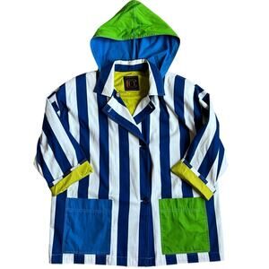 Company Ellen Tracy Vintage Striped Statement Jacket w/ Hood – Women’s Large